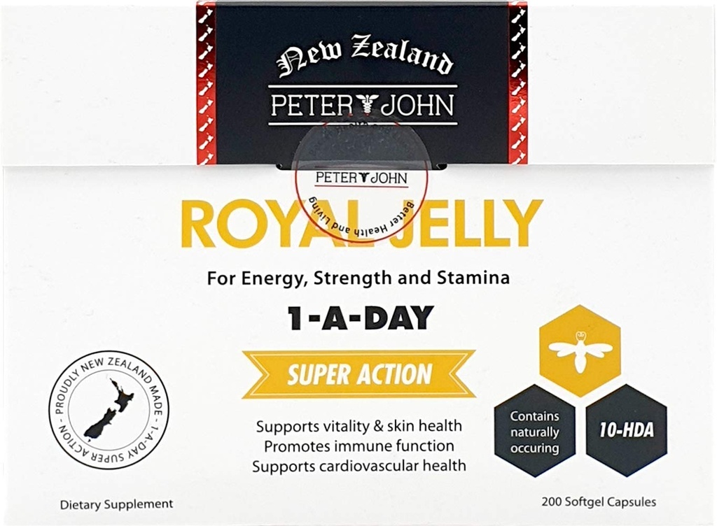 TERVEYSFARM Royal Jelly 1000mg 200 Softgel kapselit 10-HDA-ravintolisät (1 pakkaus)