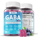 GABA Gummies 500 mg - Sokeriton rauhallinen Gummies kanssa L Theanine, 5-HTP, vitamiinit D3, B12, Ashwagandha, Melatoniinivapaa aivot rauhallinen, Mieliala, Zzz Parempi, GABA täydentää aikuisille, Mustikka maku, 1Pack