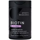 Sports Research® Biotin 10 000 mcg luomukookosöljyllä - Biotin (Vitamin B7) terveeseen ihoon ja hiustenhoitoon* - naisille ja miehille - Vegaani, GMO:ton, gluteeniton ja soijaton - 30 Kasvis Softgels
