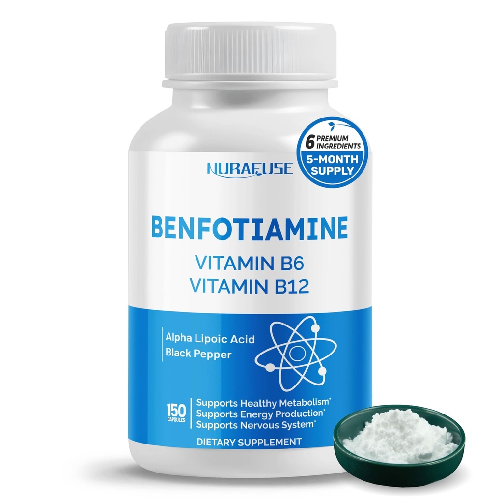 Liposomaalinen benfotiamiini B6-vitamiinin, B12-vitamiinin, Alpha Lipoic Acid, Curcumin - Tuki Terve aineenvaihdunta, energiatasot- Valmistettu ja testattu Yhdysvalloissa