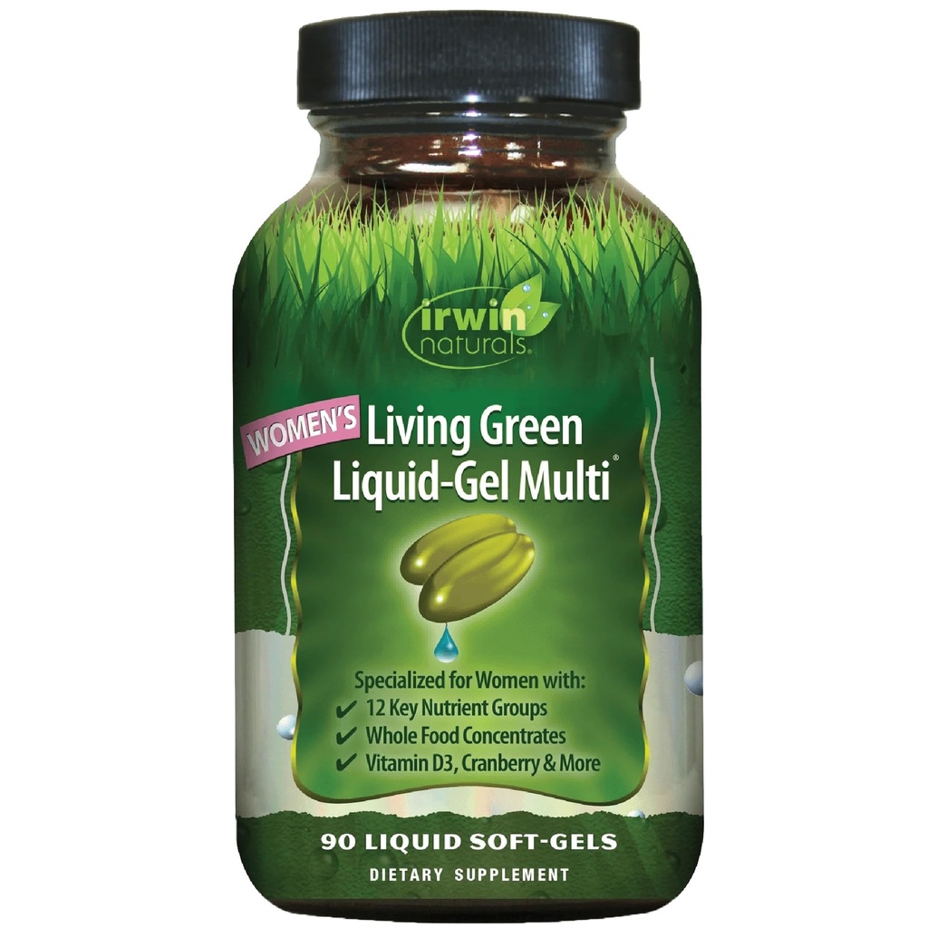 Irwin Naturals Living Green Liquid-Gel Multi naisille - 90 Liquid Soft-Gels