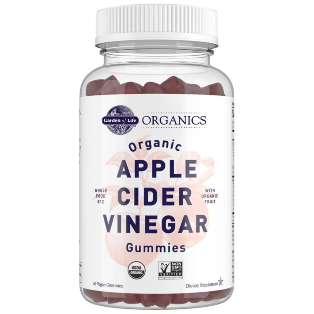 Elämän puutarha Omena Siideri Viinietikka Gummies USDA Organic ACV Gummy Vitamiinit Valmistettu todellinen hedelmä sekoitus, Koko ruoka B12 - Vegaani, Gluteeniton, Ei GMO, Kosher - 60 Gummie