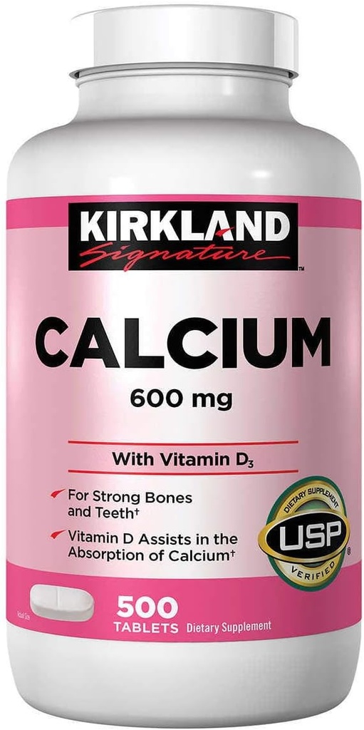 Kirkland Signature Calcium 600 mg. med vitamin D3, 500 tabletter (2 Pack)