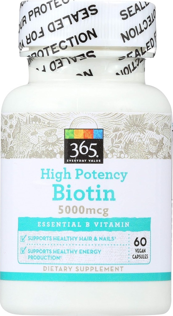 365 av Whole Foods Market, High Potency Biotin 5000mcg, 60 ct
