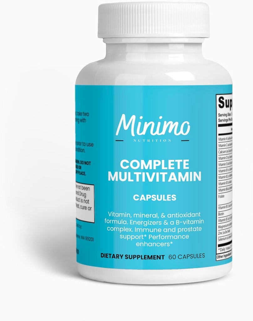 Täydellinen monivitamiini + immuniteetti Boost, 60 kapselia, 3rd Party Testattu, Päivittäinen täydennys miehille, naisille, aikuisille, Gluteeniton, ei-GMO, 30 tarjoilua