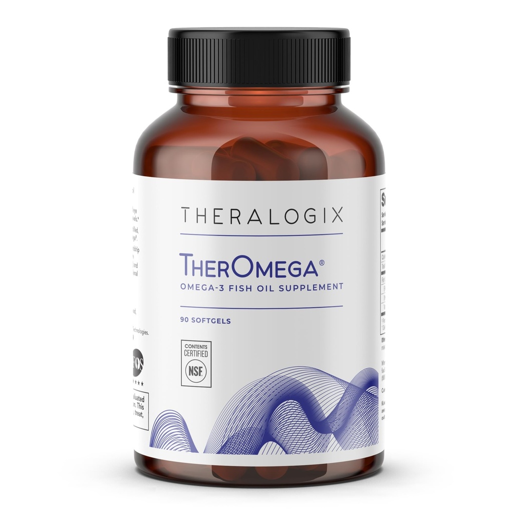 Theralogix Theromega Omega-3 Fish Oil Supplement - Tukee sydäntä, aivot, Immuun ja yhteinen terveys* - 700 mg DHA & EPA Wild Alaska Pollock - kestävästi Lähde - NSF Certified - 90 Softgels