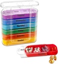 ABSOK Weekly Stackable Pill Organizer,4 Times A Day Pill Organizer Box Aamu, keskipäivä, ilta, ja Bedtime,7 pinottavat Osastot