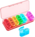 Betife Weekly Pill Organizer 2 gånger om dagen, 7 Day Pill Box AM PM, Portable Travel Pill Case, Daily Pill Container Day och Night, Medicine Organizer för medicinering, vitamin eller tillägg (rosa)