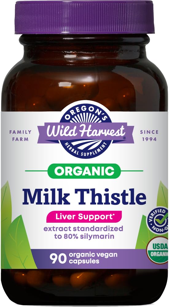 Oregonin Wild Harvest Certified Organic Milk Thistle USDA Certified Organic Herbal Supplement, 90
