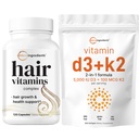 Micro Ingredients D3-vitamiini 5 000iu + K2 100mcg Softgels & hiusvitamiinit Complex Kapselit Bundle 2 Pack ... Essential Sunshine Vitamiinit 14-in-1 Hiusten kasvua tukea