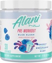 Alani Nu Pre Trenout Powder Blue Slush, Amino Energy Boost, Endurance Supplement, Sokeriton, 200mg kofeiini, L-Theanine, Beta-Alanine, L-Citrulline, 30 tarjoilua