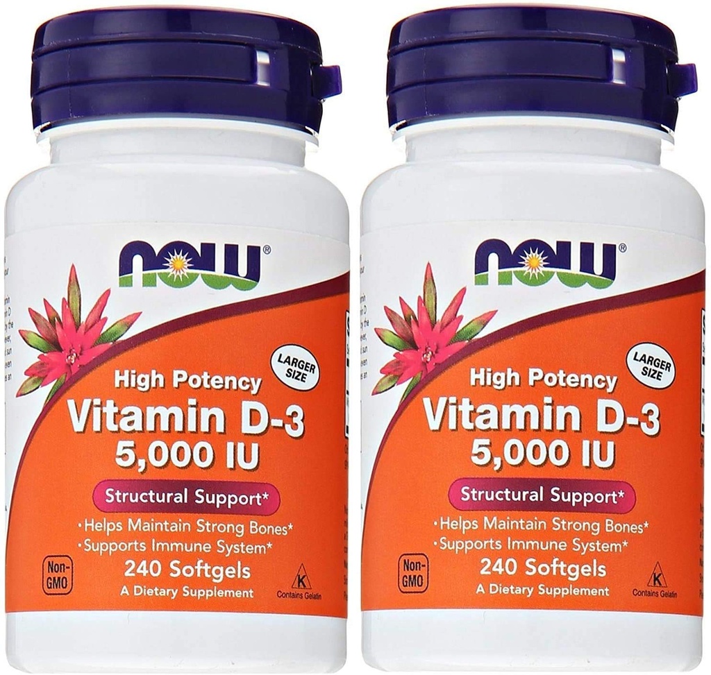 Nu livsmedel vitamin D3 5 000 IE, 240 mjukgels (Pack of 2)
