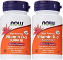Nyt Ruoka D3-vitamiini 5 000 IU, 240 softgels (Pack of 2)