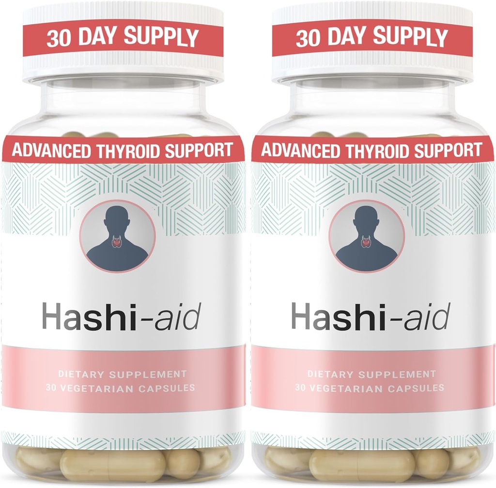 IBDAssistTM Hashi Aid Kilpirauhastuki naisille ja miehille - Kilpirauhaslisä Hashimoton tautiin ja kilpirauhasen vajaatoimintaan* - Ashwagandha, seleeni, sinkki, olennaiset vitamiinit & enemmän - 30 kapselia (2 pakkaus)