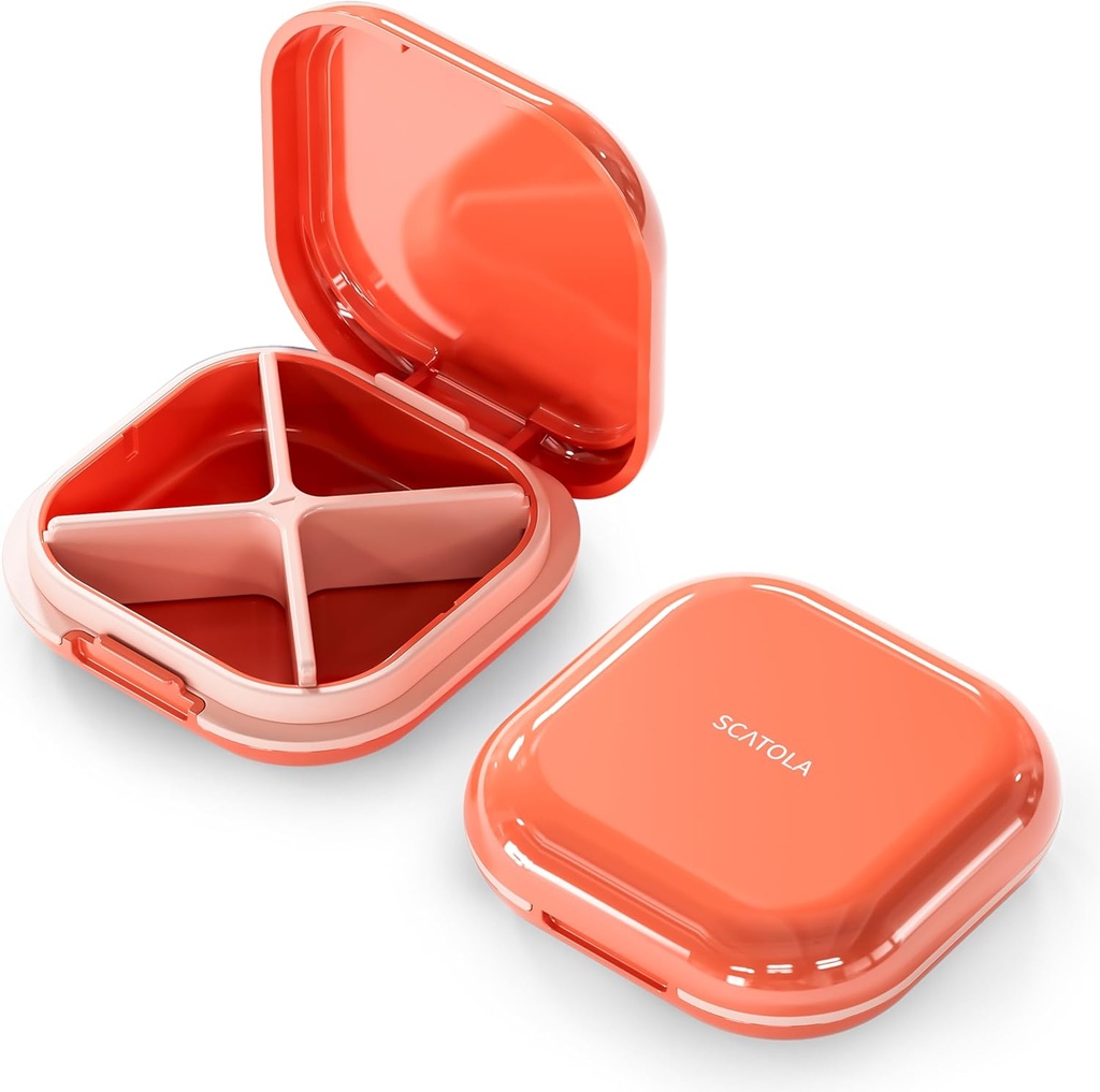 Small Pill Case, Travel Pill Box, Portable Pill Organizer, Pill Container för Pocket 4 Compartments, Daily Compact Travel Medicine Holder för vitaminer Medicinering (rosa)
