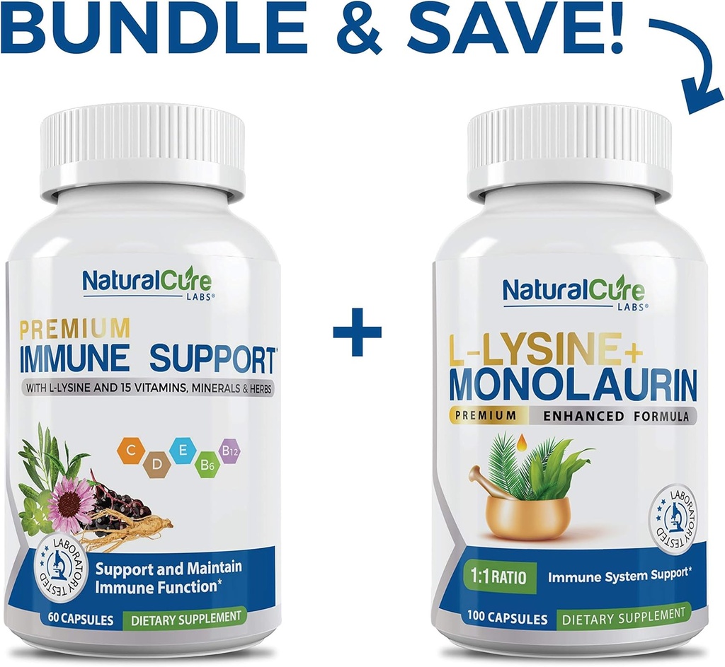 Natural Cure Labs Bundle: Immunosupport + L-Lysine + Monolaurin