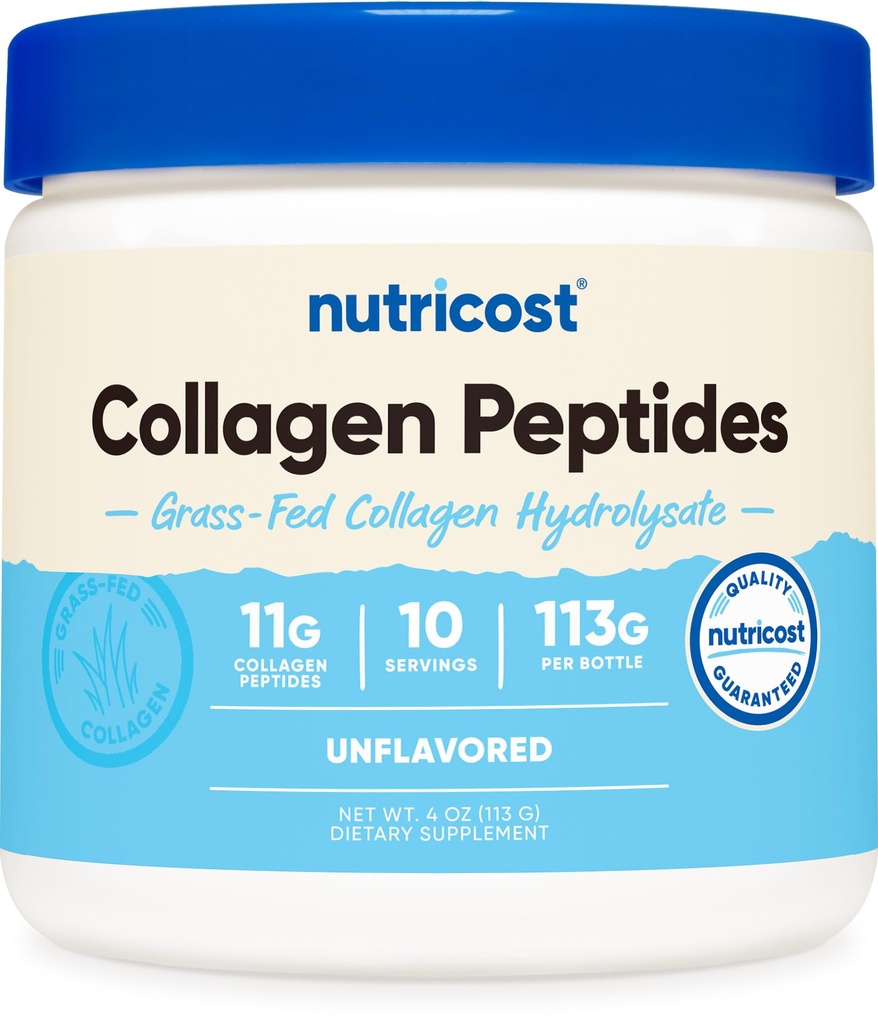 Nutricost Collagen Peptides Powder 4 oz (Ei maustettu) Tyyppi I, Tyyppi III Kollageeni - Ruohoruoko, Gluteeniton ja ei-GMO