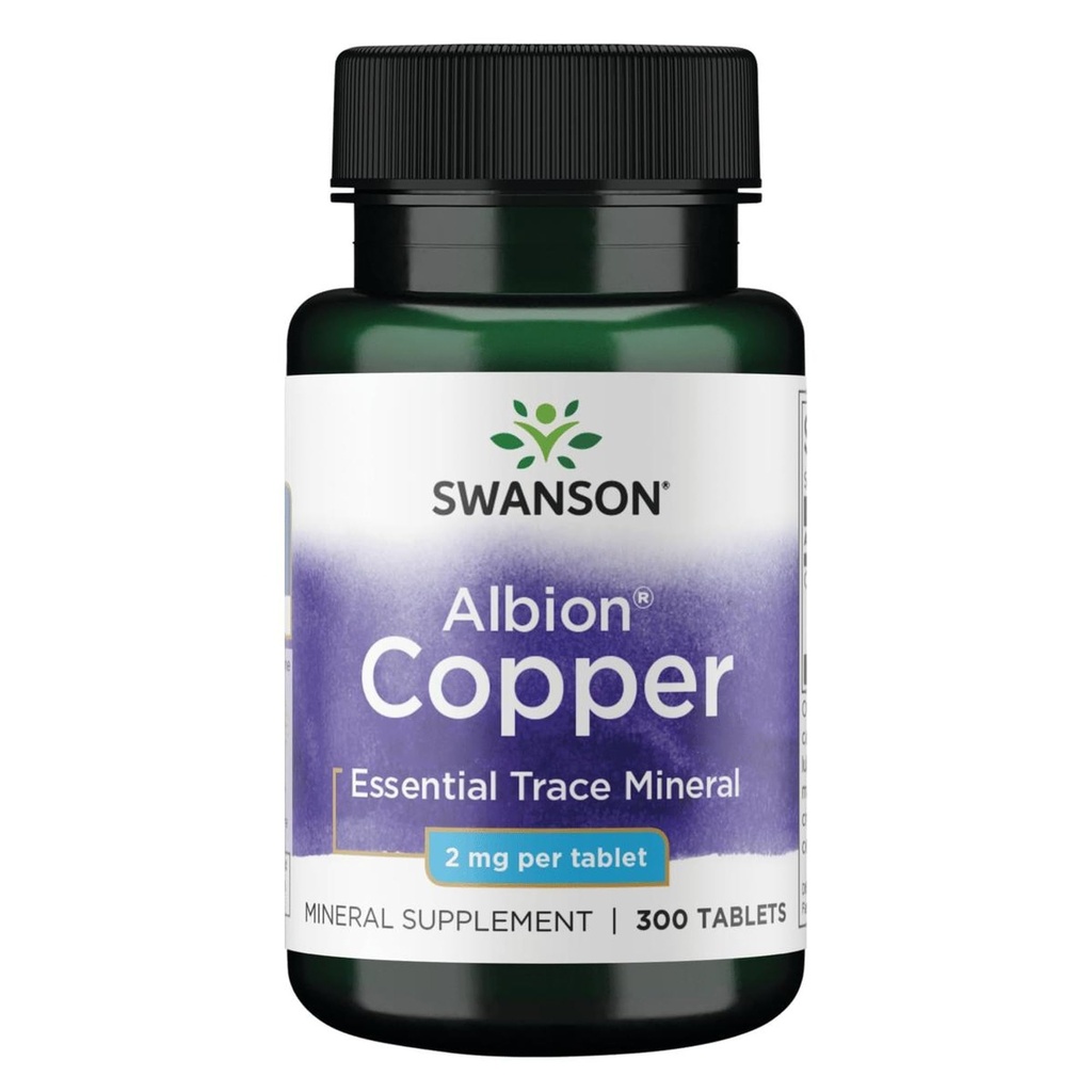 Swanson Copper Antioksidantti Immuunijärjestelmän Red Blood Cell Support Mineral Supplement (Copper kelaatti) 2 mg 300 Tabs (2 pakkaus)