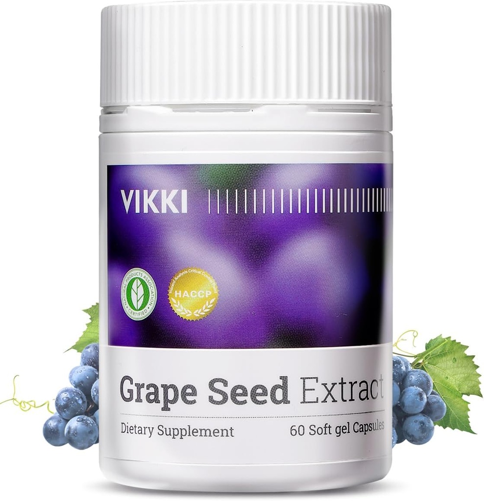 Vikki Grape Seed Extract kapselit 38100mg, 60 kreivi, maksimi vahvuus OPC Original Blueberry Essence