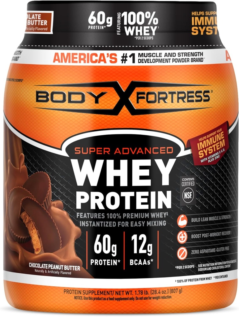 Kroppsfästning 100% Whey, Premium Protein Powder, Chocolate Peanut Butter, 1,78lbs (Packaging May Vary)