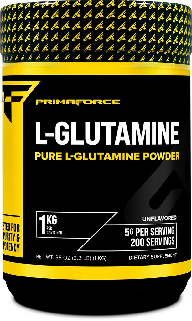 Primaforce L-glutamiinijauhe 1000 grammaa (1 KG) Aromiton - puhdas L-glutamiinijauhe, 5 g/annos, GMO-vapaa, gluteeniton, 200 tarjoilua