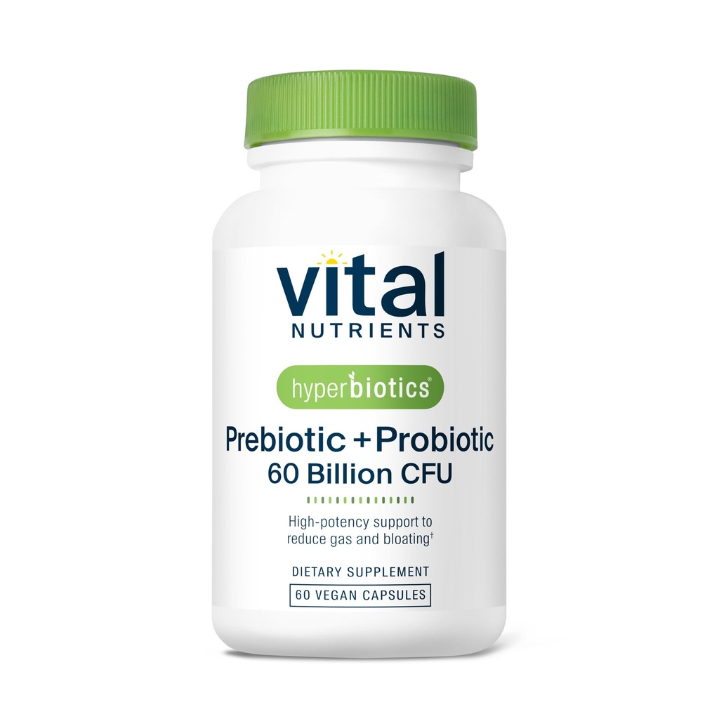 Hyperbiotika Vital Nutrients Prebiotic och Probiotic för kvinnor och män | 60 miljarder CFU | Pre och Probiotics stöder Digestive Health, Constipation, Diarrhea, Gas & Bloating | 60 Vegan kapslar
