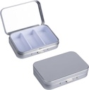 2Pack Pill Box 3 Compartment Pill Case,Portable Metal Travel Pill Box med Mirror för medicin, vitaminer, fiskolja och tillskott,Portable Pill Box för ficka eller väska (Silver)