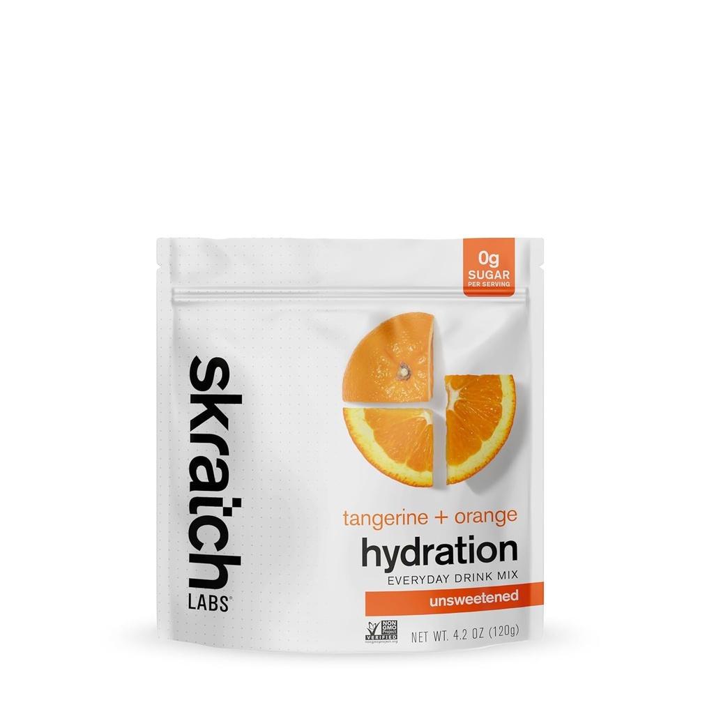 Skratch Labs Unsweetened Electrolyte Powder - Everyday Hydration - Sport Drink Mix - Sugar Free - Electrolytes Booster- Tangerine + Orange - 30 portioner - Keto, Paleo, Vegan, Non-GMO