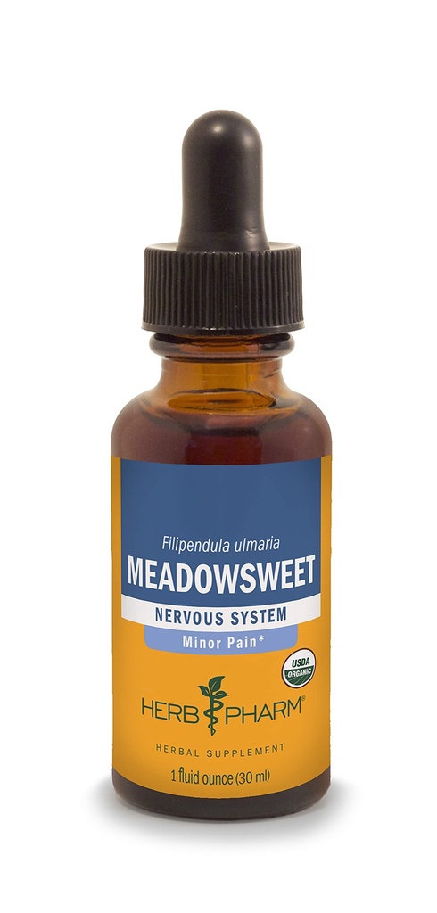 Herb Pharm Certified Organic Meadowsweet Liquid Extract för mindre smärta - 1 Ounce (DMEAD01)