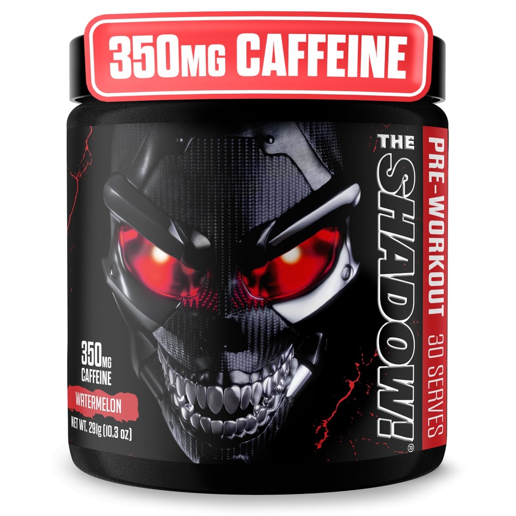 JNX SPORTS Skuggan! 350mg koffein hård kärnpreworkout - vattenmelon 30 portioner | Elektrisk energi, mental fokus och övermänsklig styrka för män och kvinnor