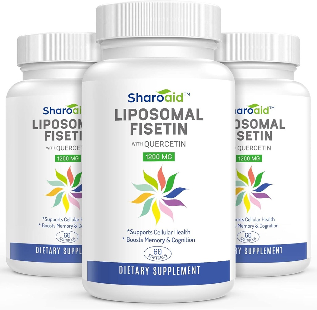 Liposomaalinen fisetiini ja Quercetin lisäravinteet 1200 mg/annos, korkea imeytyvä polyfenolit Antioksidantit naisille, miehet, ei-muuntogeeniset,Gluteeniton,Gluteeniton,3 pullo-180 Softgelia