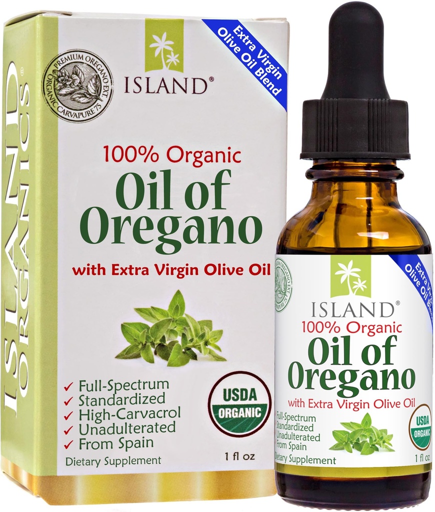 Oil of Oregano Organic Liquid Drops (1 fl oz) - Blend of Organic Oil & Olive Oil, kasvanut Espanjassa