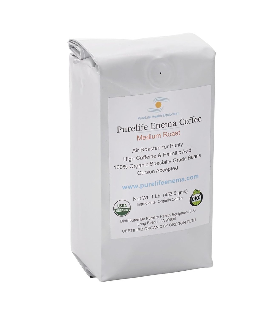 Purelife Organic Enema Coffee- Medium Air Roast - Lab Tested - Mold / Mycotoxin Free - Rekommenderad av Gerson - Pre-Ground