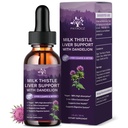 (4 pakkaus) Maito Thistle Liquid Drops Silymarin 1000 mg, maksa Supplement Detox & Cleanse with Dandelion & Artisoke, Milk Thistle Organic Extract for Support Repair Liver Health, Vegan, non-GMO, 1 Fl Oz