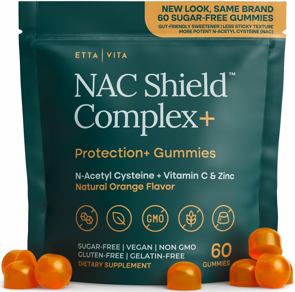 Sokerittomia NAC Gummies (Immuunitukikompleksi) N-asetyylikysteiini, C-vitamiini & Sinkki - tukee hengitysteiden terveyttä, maksa Detox & Cleanse, Munuaisten toiminta, NAC täydentää lapsille ja aikuisille - Vegan