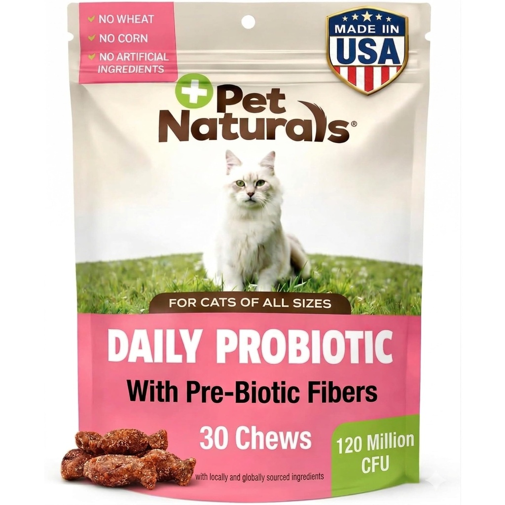 Pet Naturals Päivittäinen Probiootti Kissat, 30 Chews - Ruoansulatus- ja immuunituki täydentää kissoille