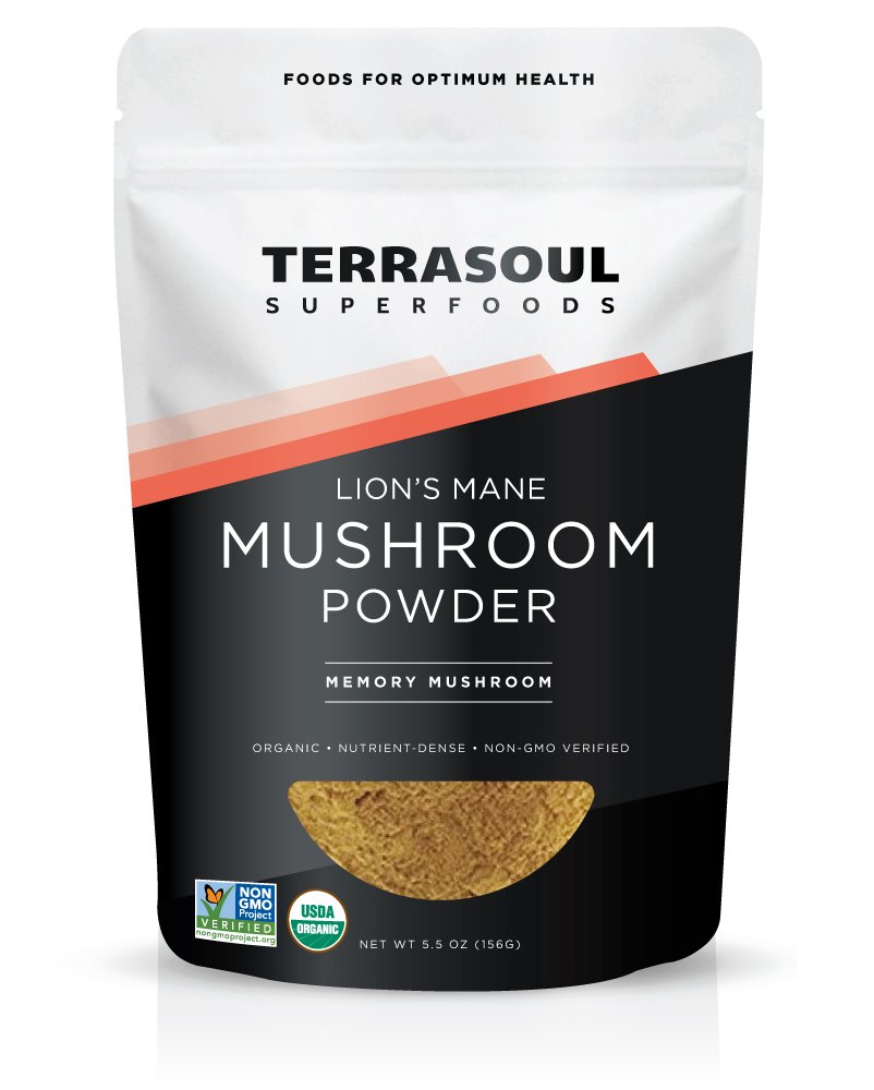 Terrasoul Superfoods Organic Lion's Mane Mushroom Powder (4:1 uute), 5,5 Ounces