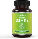 Zentastinen D3 K2, 5000IU & 200 mikrog, D-vitamiini & patentoitu MK7 & MK4 3-in-1 Complex Support - kasvissyöjä, ei-GMO, 90 kapselia