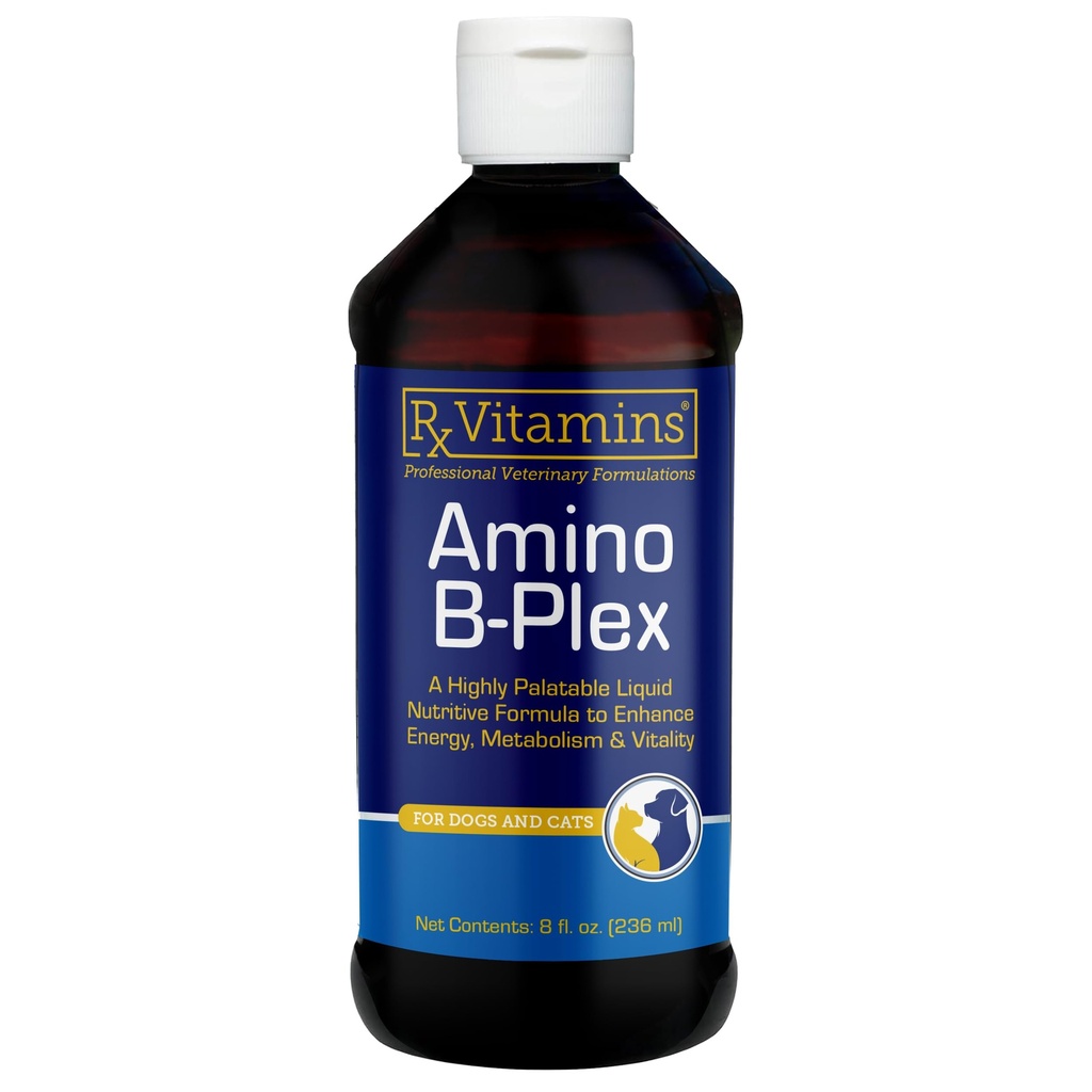 Rx Vitamins Amino B-Plex Cat & Dog Supplement - Vitamin B Complex Liquid Plus Amino-syror för hundar och katter - Appetite Booster och Cat & Dog Weight Gainer - Supplements & Vitaminer - 8 oz