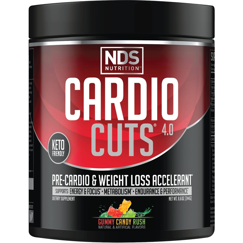 NDS Nutrition 4.0 Pre Workout Supplement - Avancerad viktminskning och Pre Cardio Formel med L-Carnitine, CLA, MCTs, L-Glutamin och Safflower Oil - Gummy Rush (40 portioner)