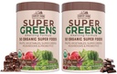COUNTRY FARMS Super Greens Chocolate Flavor, 50 Organic Super Foods, USDA Organic Drink Mix, Frukt, grönsaker, Super Greens, Mushrooms & Probiotics, Stöder energi, 40 portioner, 10,6 Oz, 2 Pack