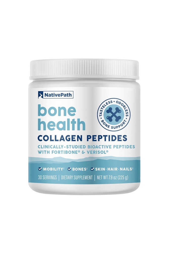 NativePath Bone Health Collagen Peptides, tyyppi 1 & 3, Fortibone ja Verisol, 7.9 Ounce, 30 Servings