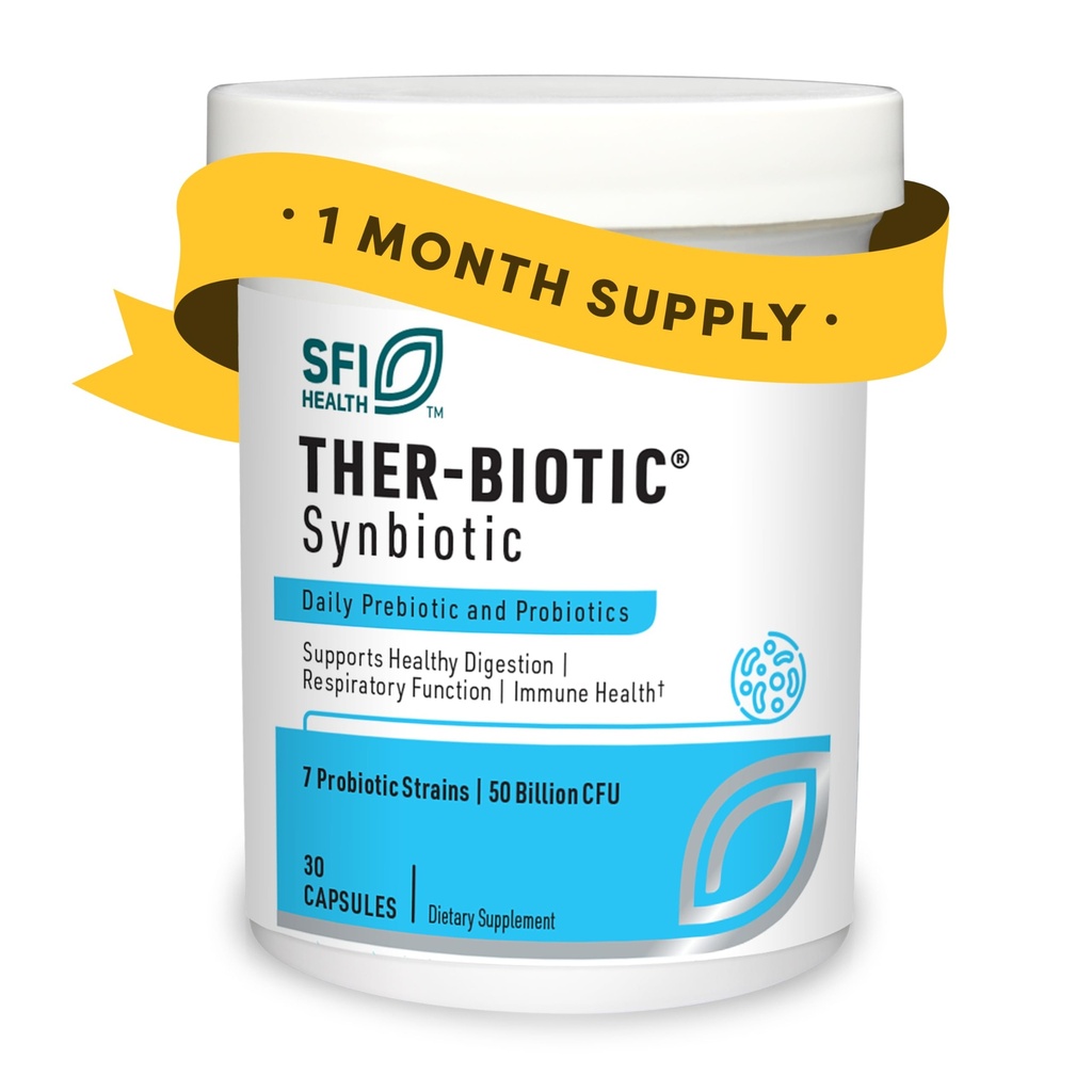 Klaire Labs SFI Health Ther-Bioottinen synbiootti Prebiootit & Probiootit naisille ja miehille - Päivittäinen probiootti, jossa on alhainen FODMAP-prebiootti - Gut, Immuuni, hengitysteiden ja ruoansulatuskanavan tuki (30 kapselia)