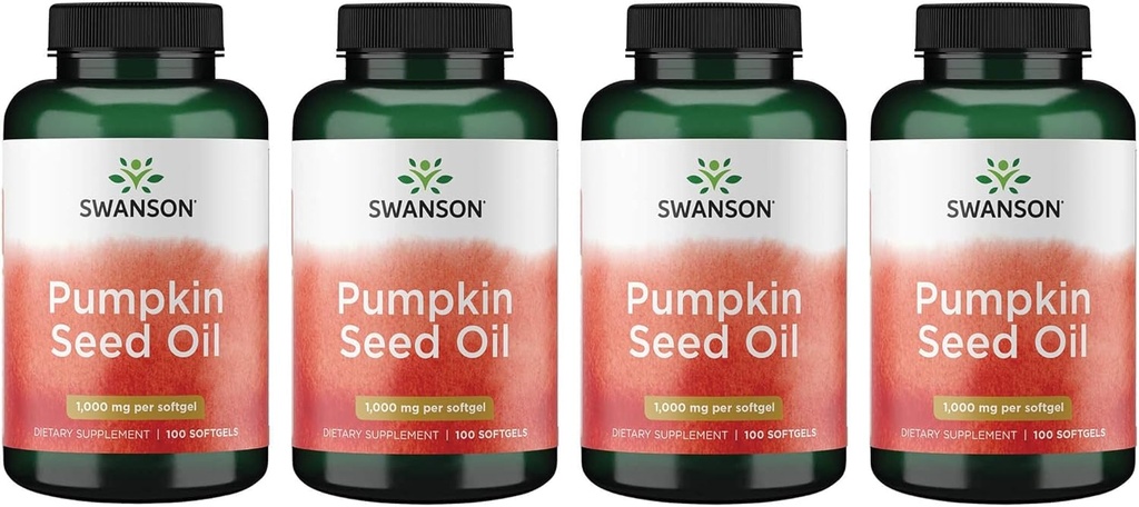 Swanson Pumpkin Seed Oil - High Bioavailable EFAs - (100 Softgel Capsules, 1000mg Varje) 4 Pack