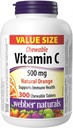 Webber Naturals C-vitamiini, 300 purutablettia, 500 mg C-vitamiinia per tabletti, luut, hampaat, immuuni ja antioksidantti tuki