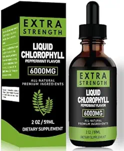 Klorofylli Liquid Drops for Clear Skin & Energy Boost - Immuunituki täydentää Nestemäinen klorofylli Gut Health - Sisäinen deodorantti - Antioksidantti- 2 FL OZ