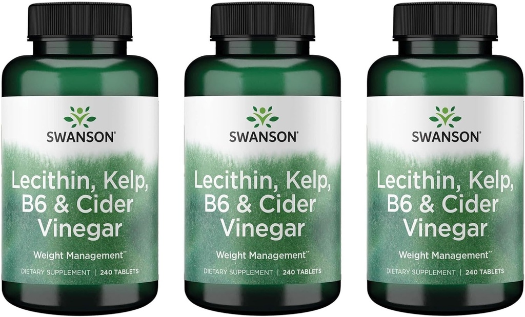 Swanson Lecitin Kelp B-6 & siideri Viinietikka 240 Tabs (3 pakkaus)