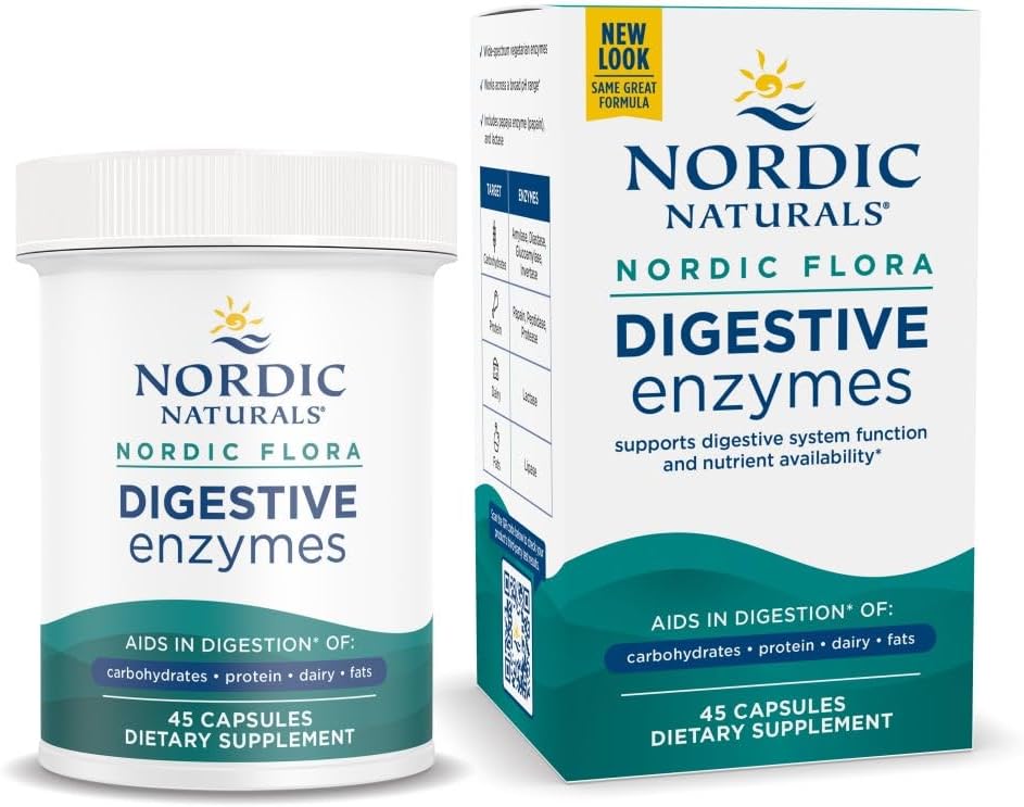 Nordic Naturals Nordic Flora Dgestive Enzymes - 45 kapselia - Ruoansulatuskyky, Optimizes Nutrient Saatavuus - Ei-GMO - 45 tarjoilua