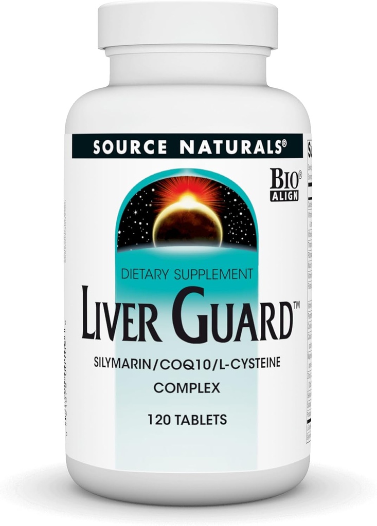 Source Naturals Liver Guard, jossa Silymarin, CoQ10, L-Cysteine Complex, terve maksan toiminta* - 120 tablettia