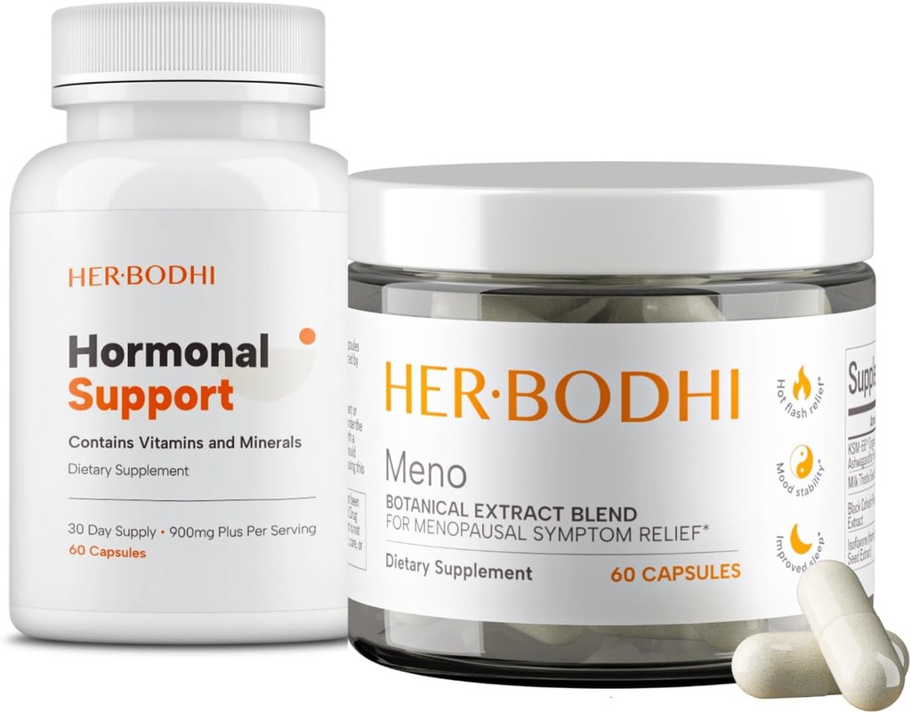 Meno & Hormonaalinen tuki täydentää - vaihdevuodet Hormonaalinen tasapaino naisille (60 Caps) & Hormoni Balance Supplement naisille, PMS-tuki täydentää (60 Caps), 2 tuotetta